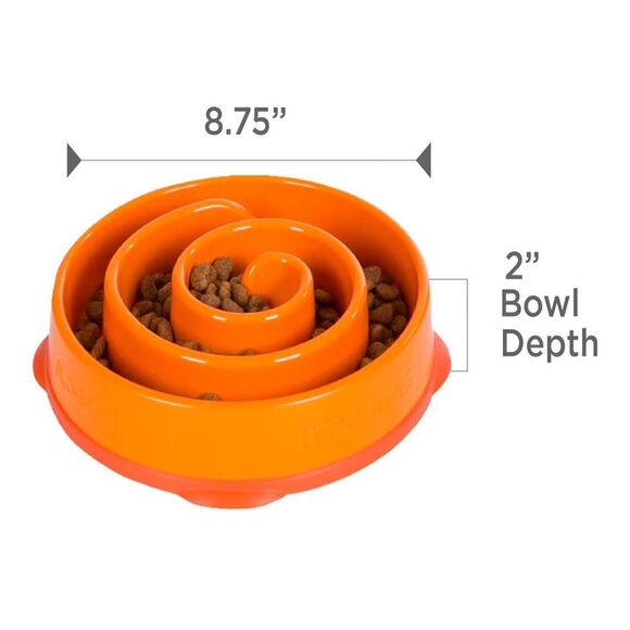 NWT Outward Hound Slo Bowl Orange MEDIUM Slow Feeder Anti Bloat Dog Bowl - Picture 6 of 9